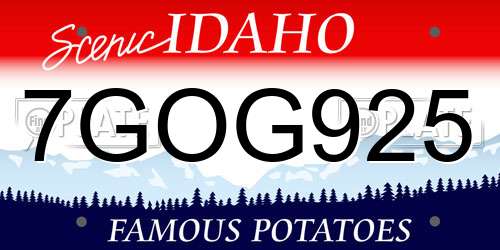 7GOG925 Idaho License Plate