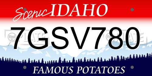7GSV780 Idaho License Plate