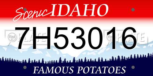 7H53016 Idaho License Plate