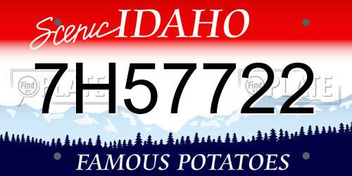 7H57722 Idaho License Plate