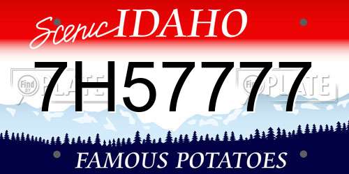 7H57777 Idaho License Plate