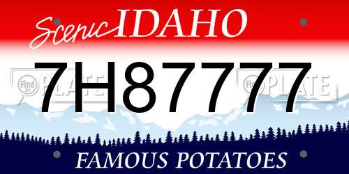 7H87777 Idaho License Plate