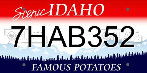 7HAB352 Idaho License Plate