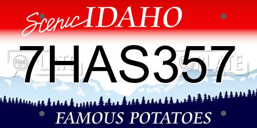 7HAS357 Idaho License Plate