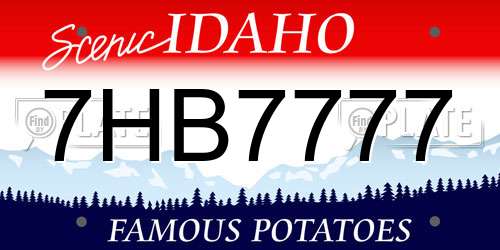 7HB7777 Idaho License Plate