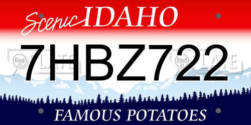 7HBZ722 Idaho License Plate