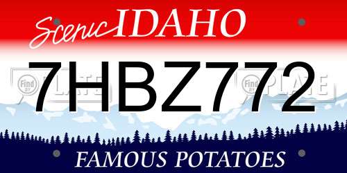 7HBZ772 Idaho License Plate