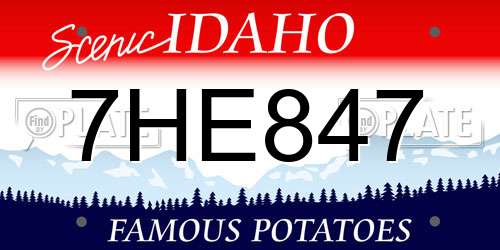7HE847 Idaho License Plate