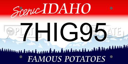 7HIG95 Idaho License Plate