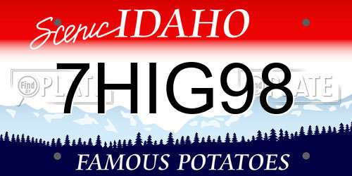 7HIG98 Idaho License Plate
