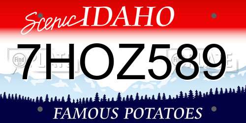 7HOZ589 Idaho License Plate