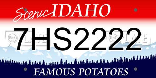 7HS2222 Idaho License Plate