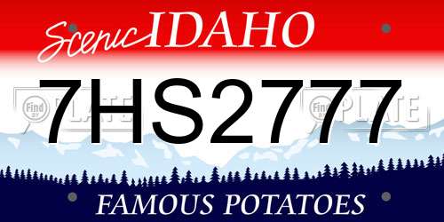 7HS2777 Idaho License Plate