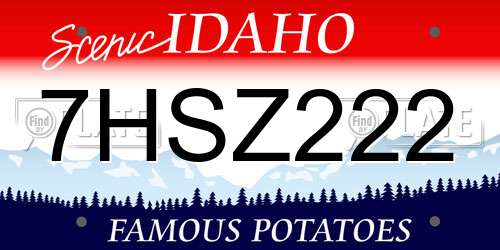 7HSZ222 Idaho License Plate