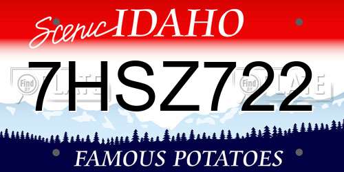 7HSZ722 Idaho License Plate