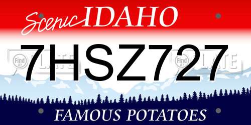 7HSZ727 Idaho License Plate