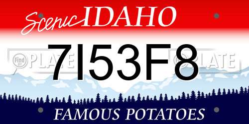 7I53F8 Idaho License Plate