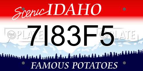 7I83F5 Idaho License Plate