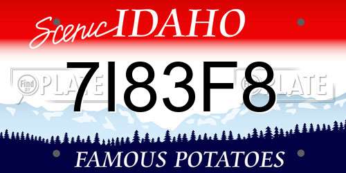 7I83F8 Idaho License Plate