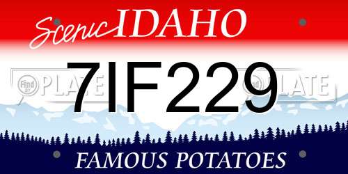7IF229 Idaho License Plate