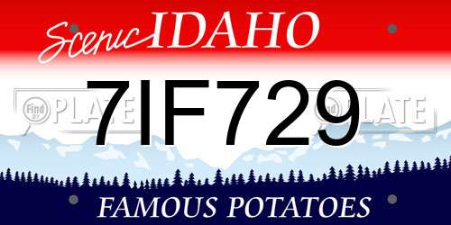 7IF729 Idaho License Plate