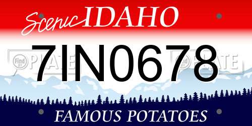 7IN0678 Idaho License Plate