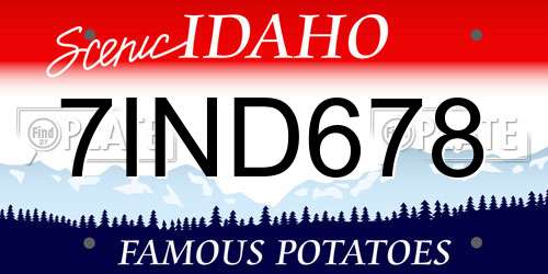 7IND678 Idaho License Plate