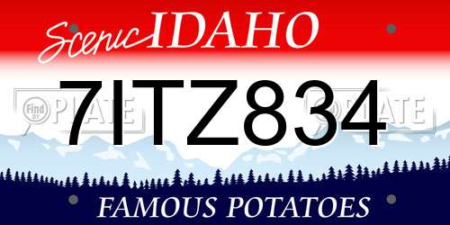 7ITZ834 Idaho License Plate