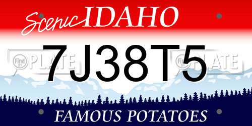7J38T5 Idaho License Plate