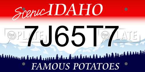7J65T7 Idaho License Plate