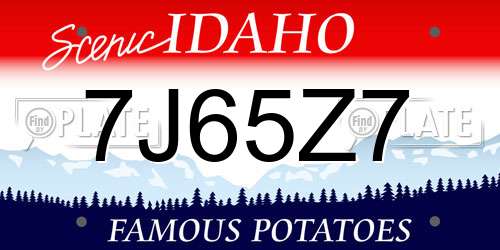 7J65Z7 Idaho License Plate