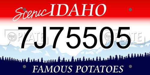 7J75505 Idaho License Plate