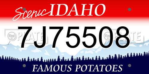 7J75508 Idaho License Plate