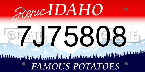 7J75808 Idaho License Plate