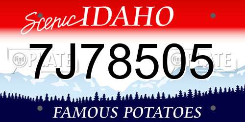 7J78505 Idaho License Plate