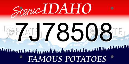 7J78508 Idaho License Plate