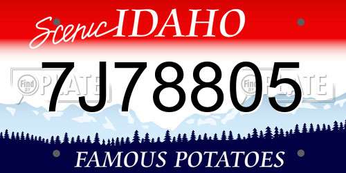 7J78805 Idaho License Plate