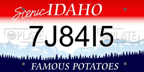 7J84I5 Idaho License Plate