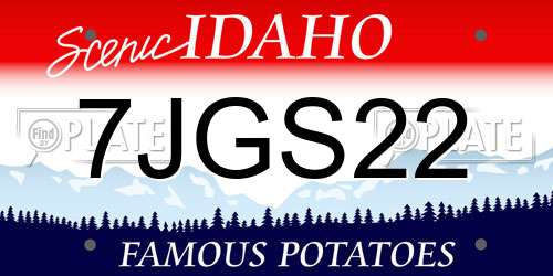 7JGS22 Idaho License Plate