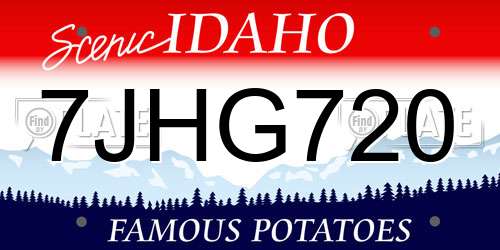 7JHG720 Idaho License Plate