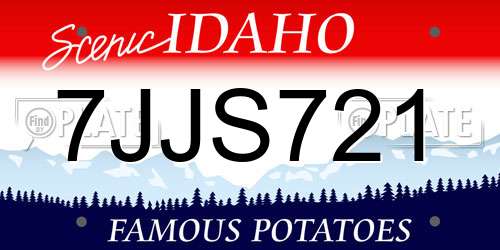 7JJS721 Idaho License Plate