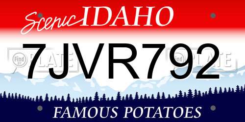 7JVR792 Idaho License Plate