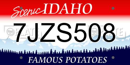 7JZS508 Idaho License Plate
