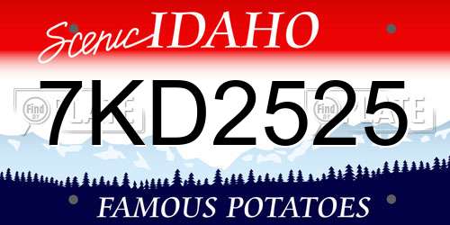 7KD2525 Idaho License Plate