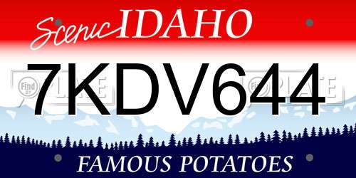 7KDV644 Idaho License Plate