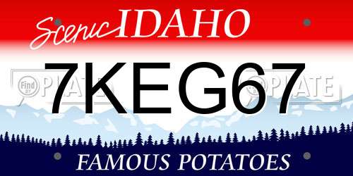 7KEG67 Idaho License Plate