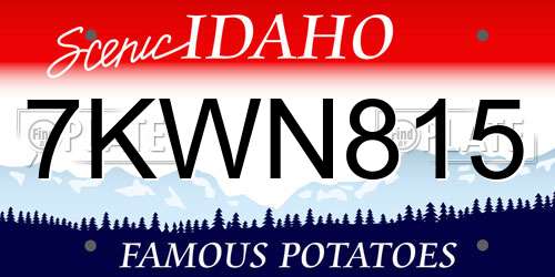 7KWN815 Idaho License Plate