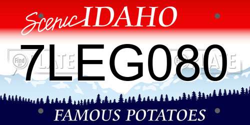 7LEG080 Idaho License Plate