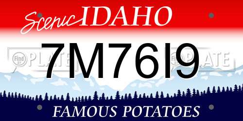 7M76I9 Idaho License Plate