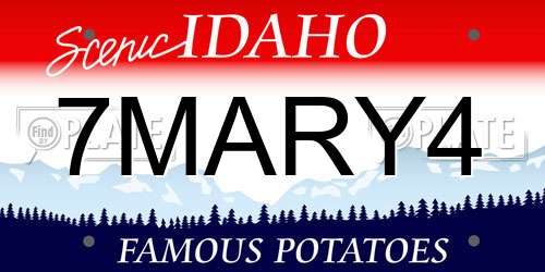 7MARY4 Idaho License Plate
